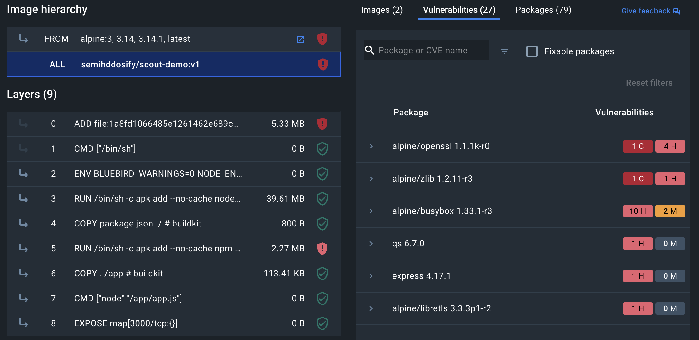 Analyze image vulnerabilities